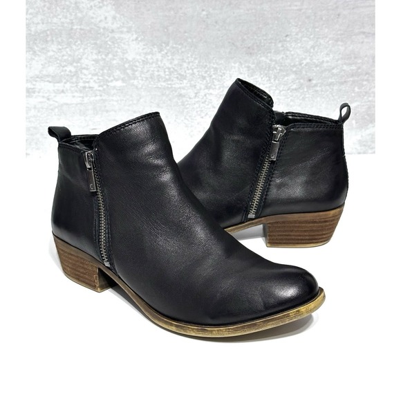 Lucky Brand Shoes - Lucky Brand Womens Ankle Boots 8.5M Basel Booties Black Soft Leather Side Zip